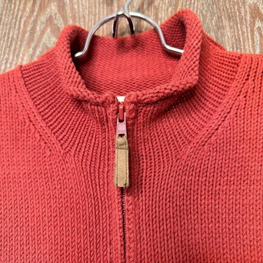 Orvis Sporting Traditions Red Shaker Knit‎ Full Zip Cardigan Sweater Mens Medium